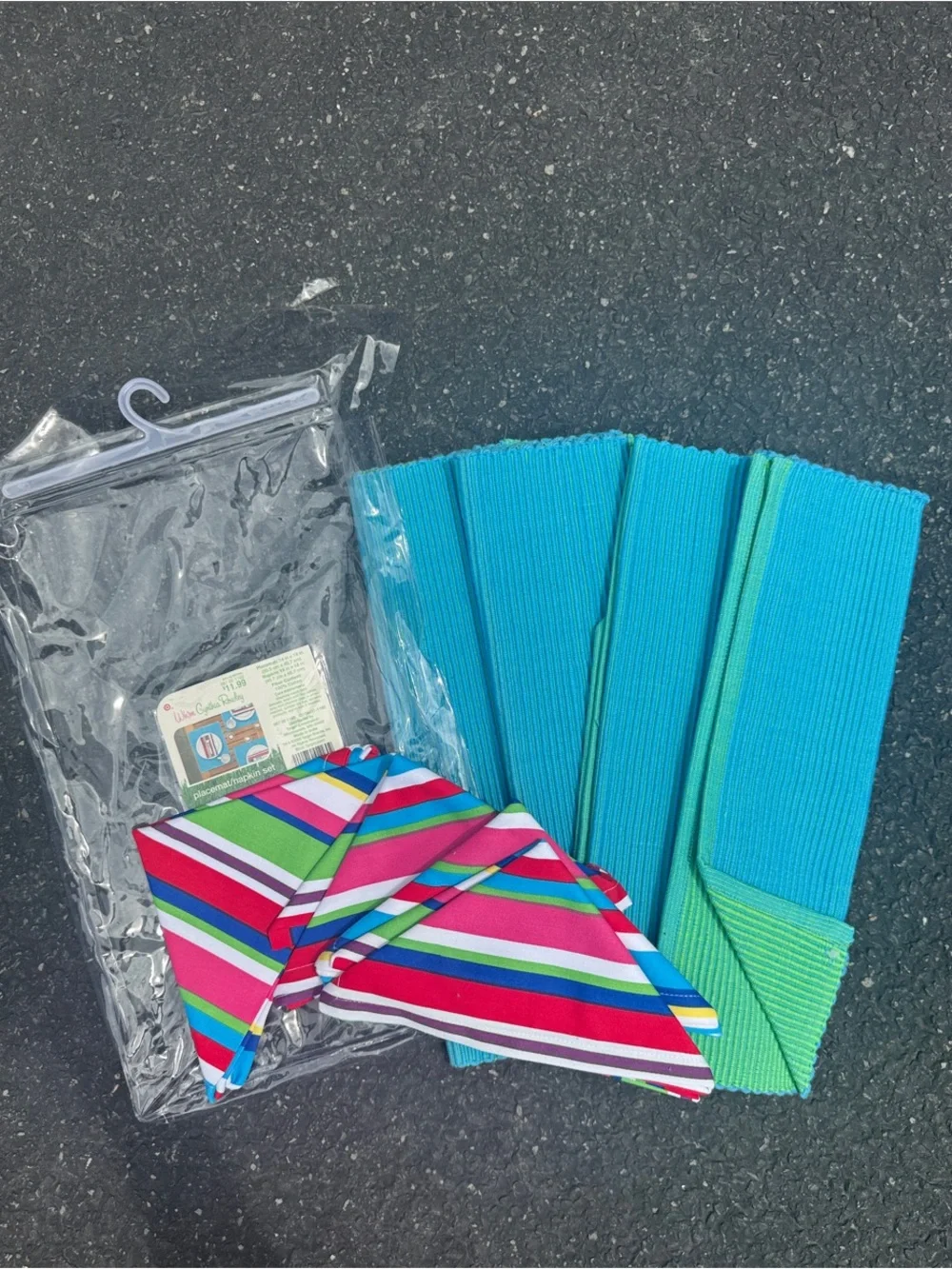 Target Bright Turquoise and Multicolor Striped Party Napkin Set